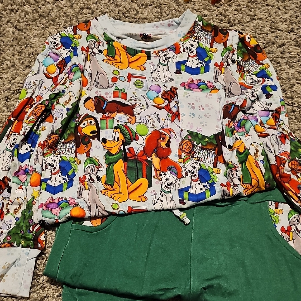 Feral_kids_bamboo Green Dogs Daywear Pants Set